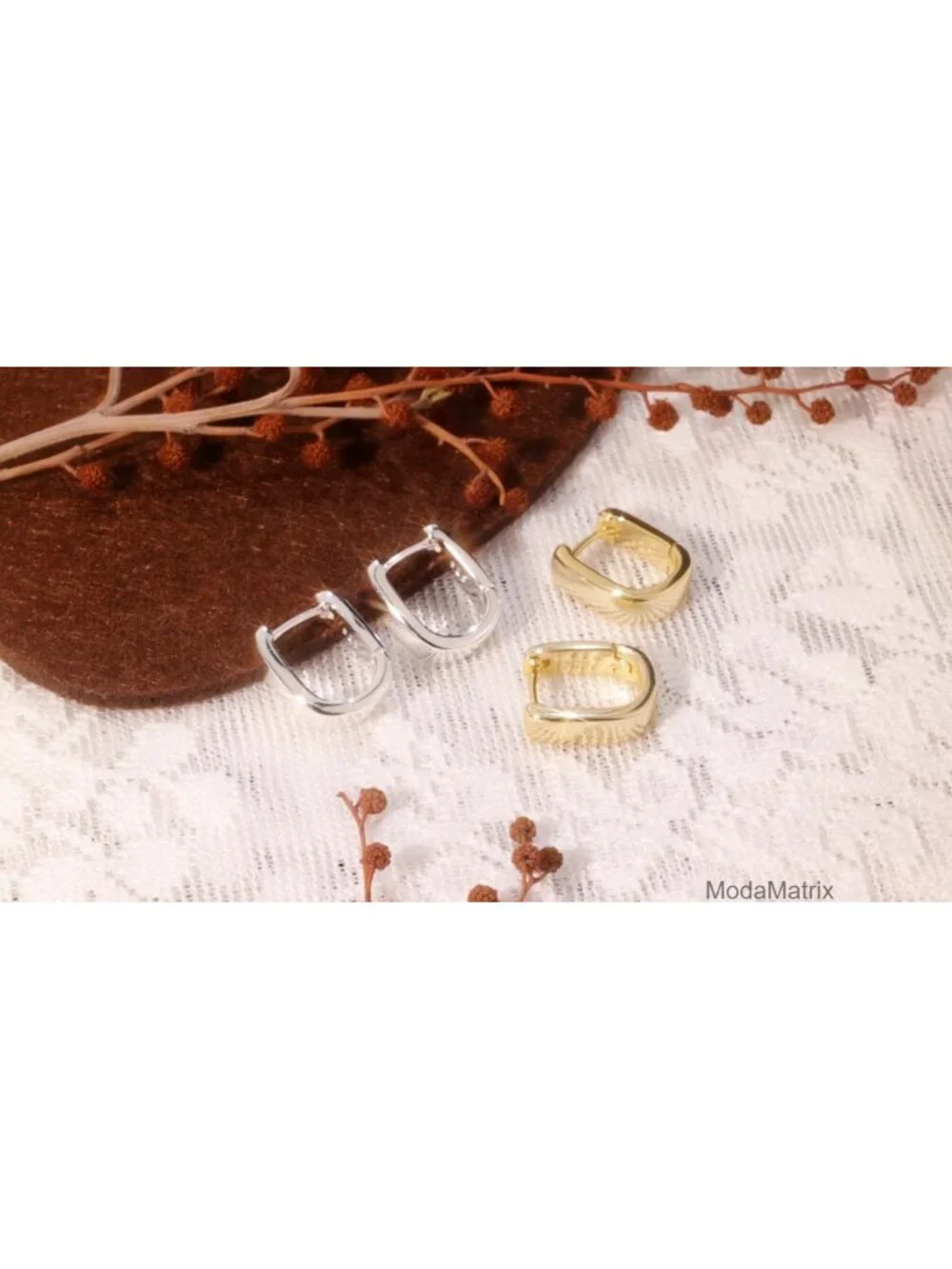 Small Chunky Silver Hoop Earrings Hypoallergenic Huggie Hoops